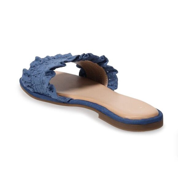 NWT DRAPER JAMES RSVP Valentina Women's Slide Sandals Size 6 Blue Chambray New! - Picture 3 of 8
